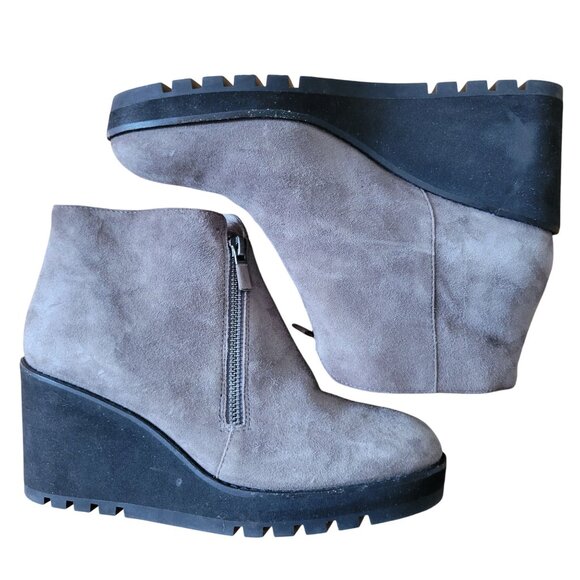 Eileen‎ Fisher Taupe Leather Suede Wedge Ankle Boots Zipper 8.5 ALTO - Picture 9 of 10